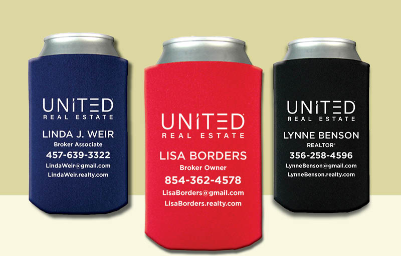 United Real Estate Real Estate Economy Can Coolers - United Real Estate personalized promotional products | BestPrintBuy.com