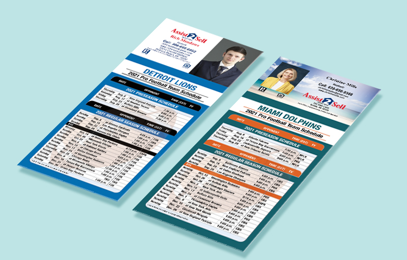 Assist2Sell Real Estate Business Card Magnetic Schedules With Photo - Assist2Sell Real Estate personalized magnetic football schedules | BestPrintBuy.com