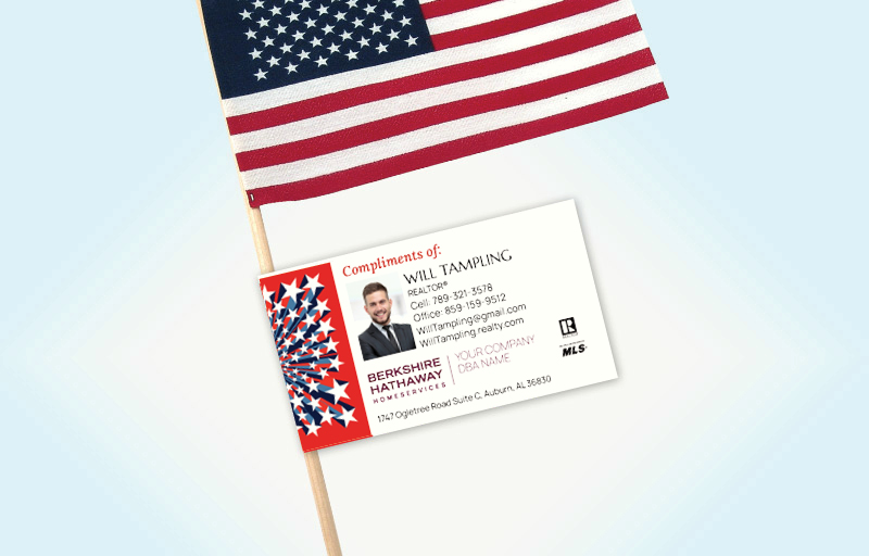 Berkshire Hathaway Real Estate American Flag Label Riders | BestPrintBuy.com