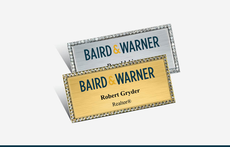 Baird & Warner Real Estate Bling Rectangle Name Badge | BestPrintBuy.com