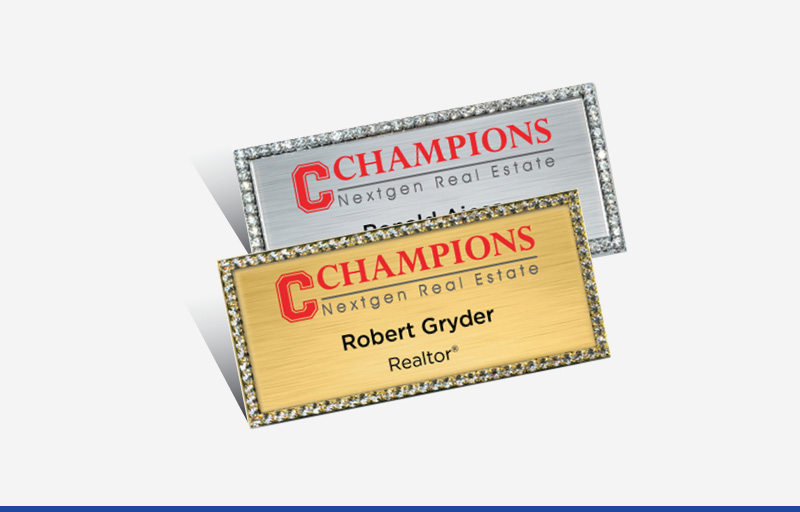 Champions Nextgen Real Estate Bling Rectangle Name Badge | BestPrintBuy.com