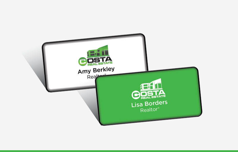Costa Real Estate Domed Rectangle Name Badge | BestPrintBuy.com