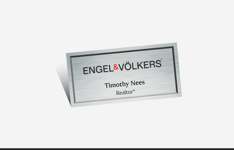 Engel Volkers Real Estate Full Color Silver Metallic Name Badge | BestPrintBuy.com