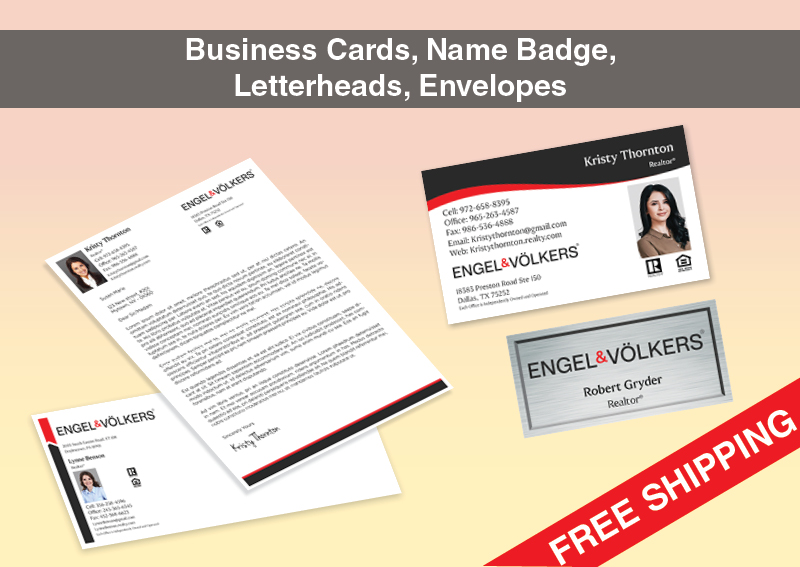 Engel Volkers Real Estate Bronze Agent Package - Engel Volkers approved vendor personalized business cards, letterhead, envelopes and note cards | BestPrintBuy.com
