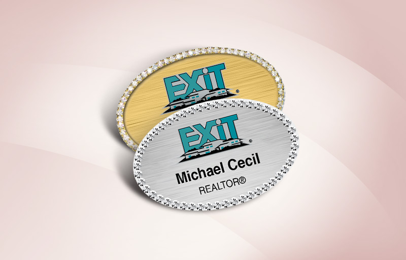 Exit Realty Real Estate Bling Oval Name Badge | BestPrintBuy.com