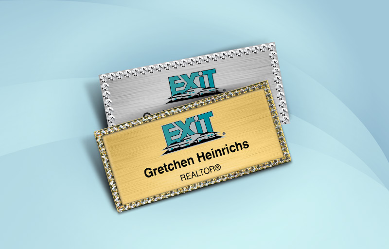 Exit Realty Real Estate Bling Rectangle Name Badge | BestPrintBuy.com