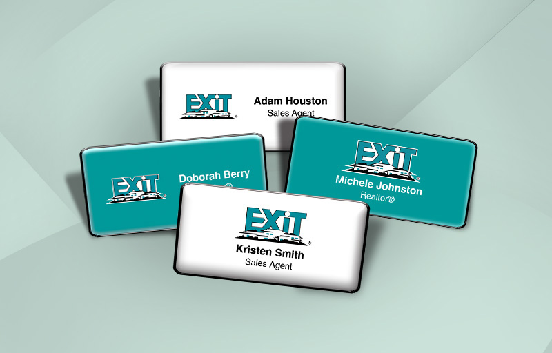 Exit Realty Real Estate Domed Rectangle Name Badge | BestPrintBuy.com