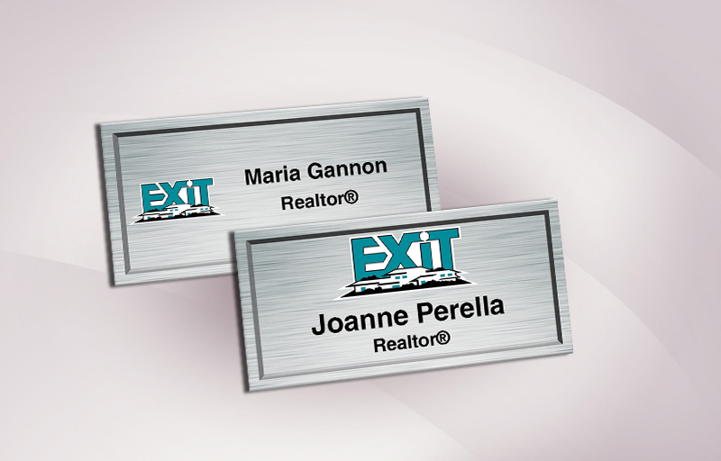 Exit Realty Real Estate Full Color Silver Metallic Name Badge | BestPrintBuy.com