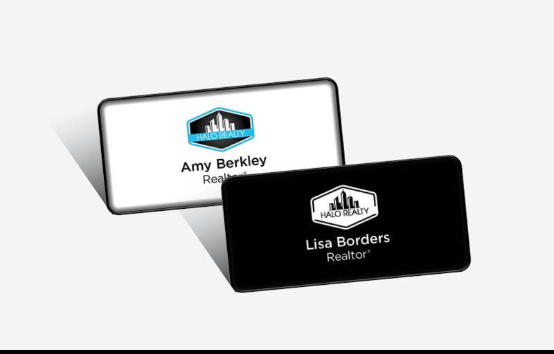 Halo Realty Real Estate Domed Rectangle Name Badge | BestPrintBuy.com
