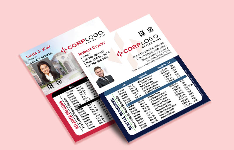 Home Smart Real Estate Mini Business Card Magnetic Schedules With Photo - Home Smart personalized magnetic football schedules | BestPrintBuy.com