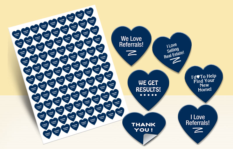 HomeSmart Real Estate Heart Shaped Stickers - HomeSmart Real Estate stickers with messages | BestPrintBuy.com