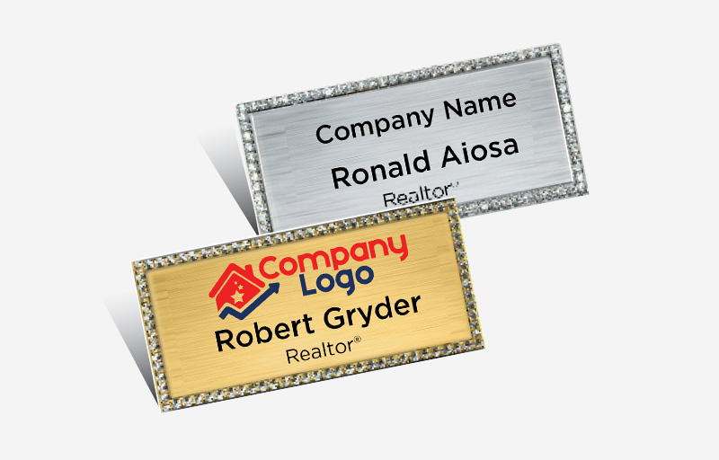 Independent Realtor Real Estate Bling Rectangle Name Badge | BestPrintBuy.com