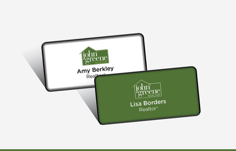 John Greene Realtor Real Estate Domed Rectangle Name Badge | BestPrintBuy.com