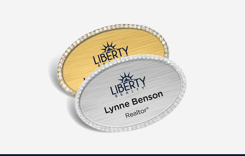 Liberty Realty Real Estate Bling Oval Name Badge | BestPrintBuy.com