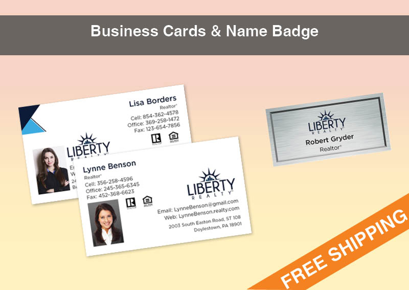 Liberty Realty Real Estate Silver Agent Package - Liberty Realty approved vendor personalized business cards, letterhead, envelopes and note cards | BestPrintBuy.com