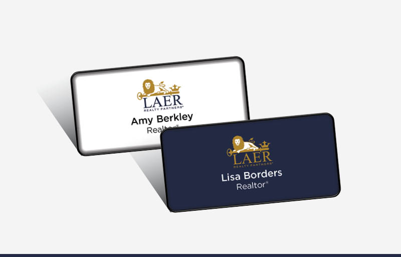 LAER Realty Partners Real Estate Domed Rectangle Name Badge | BestPrintBuy.com