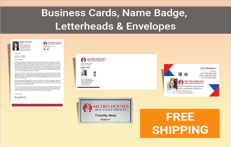 Metro Houses Real Estate Services Real Estate Bronze Agent Package - Metro Houses Real Estate Services approved vendor personalized business cards, letterhead, envelopes and note cards | BestPrintBuy.com