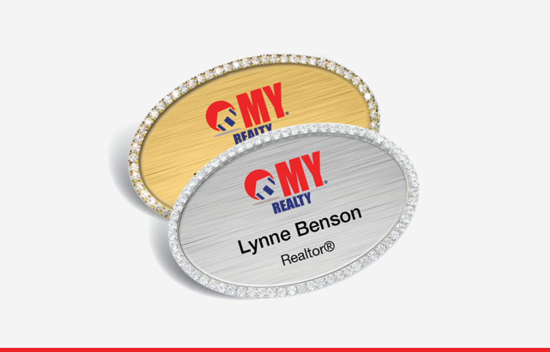 My Realty Real Estate Bling Oval Name Badge | BestPrintBuy.com