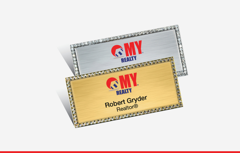 My Realty Real Estate Bling Rectangle Name Badge | BestPrintBuy.com