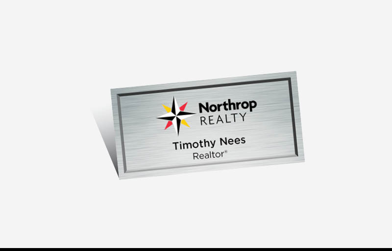 Northrop Realty Real Estate Full Color Silver Metallic Name Badge | BestPrintBuy.com