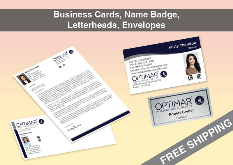 Optimar International Real Estate Bronze Agent Package - Optimar International approved vendor personalized business cards, letterhead, envelopes and note cards | BestPrintBuy.com