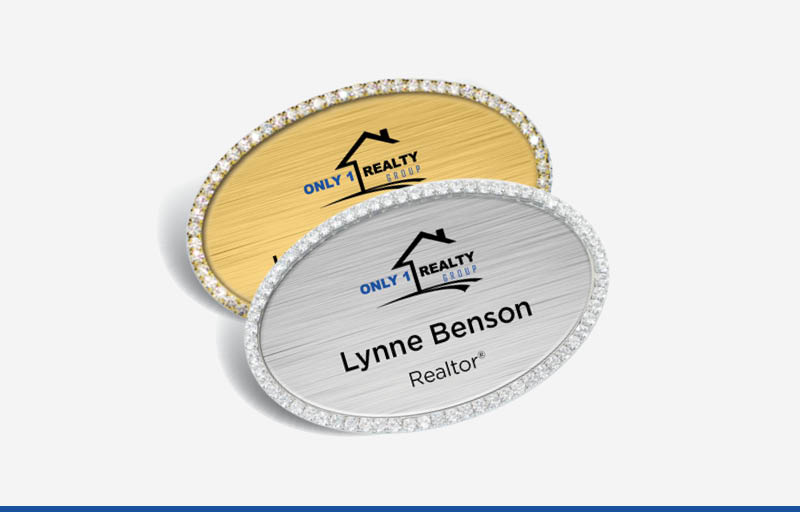 Only 1 Realty Group Real Estate Bling Oval Name Badge | BestPrintBuy.com