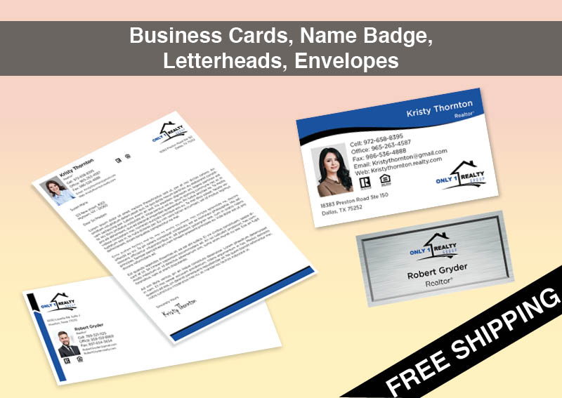 Only 1 Realty Group Real Estate Bronze Agent Package - Only 1 Realty Group approved vendor personalized business cards, letterhead, envelopes and note cards | BestPrintBuy.com