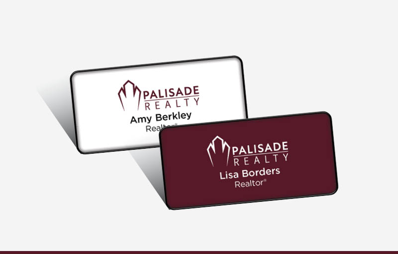 Palisade Realty Real Estate Domed Rectangle Name Badge | BestPrintBuy.com