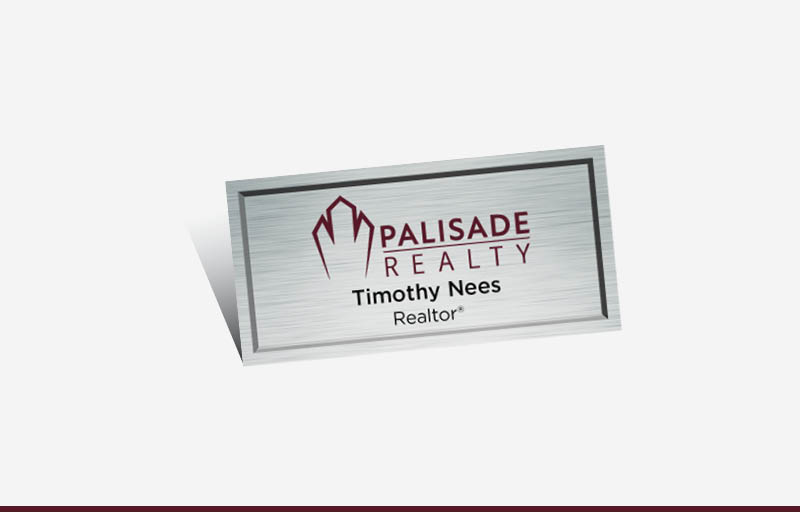 Palisade Realty Real Estate Full Color Silver Metallic Name Badge | BestPrintBuy.com