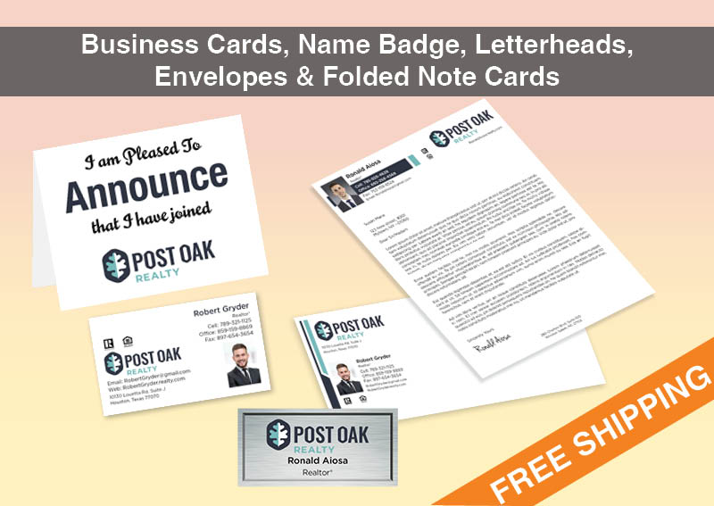 Post Oak Realty Real Estate BC Agent Package - Post Oak Realty approved vendor personalized business cards| BestPrintBuy.com