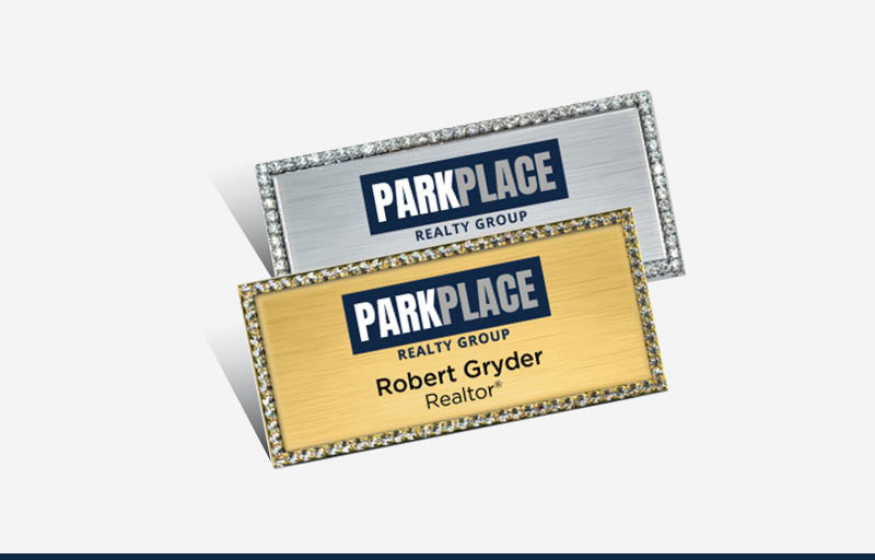 Park Place Realty Group Real Estate Bling Rectangle Name Badge | BestPrintBuy.com