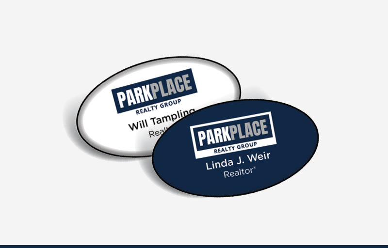 Park Place Realty Group Real Estate Domed Oval Name Badge | BestPrintBuy.com