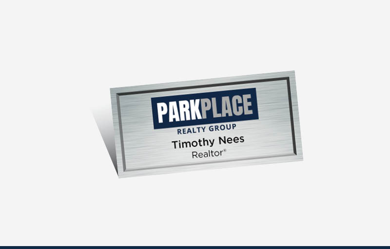 Park Place Realty Group Real Estate Full Color Silver Metallic Name Badge | BestPrintBuy.com