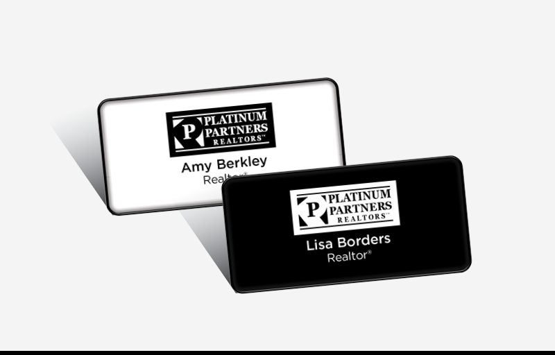 Platinum Partners Realtors Real Estate Domed Rectangle Name Badge | BestPrintBuy.com