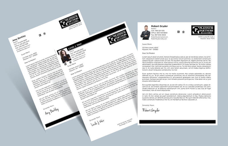 Platinum Partners Realtors Real Estate Letterheads - Custom Letterhead Stationery for Realtors | BestPrintBuy.com