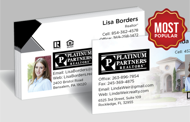Platinum Partners Realtors Real Estate Standard Business Cards - Standard & Rounded Corner Business Cards for Realtors | BestPrintBuy.com
