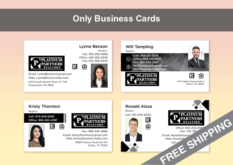 Platinum Partners Realtors Real Estate Gold Agent Package - Platinum Partners Realtors approved vendor personalized business cards, letterhead, envelopes and note cards | BestPrintBuy.com