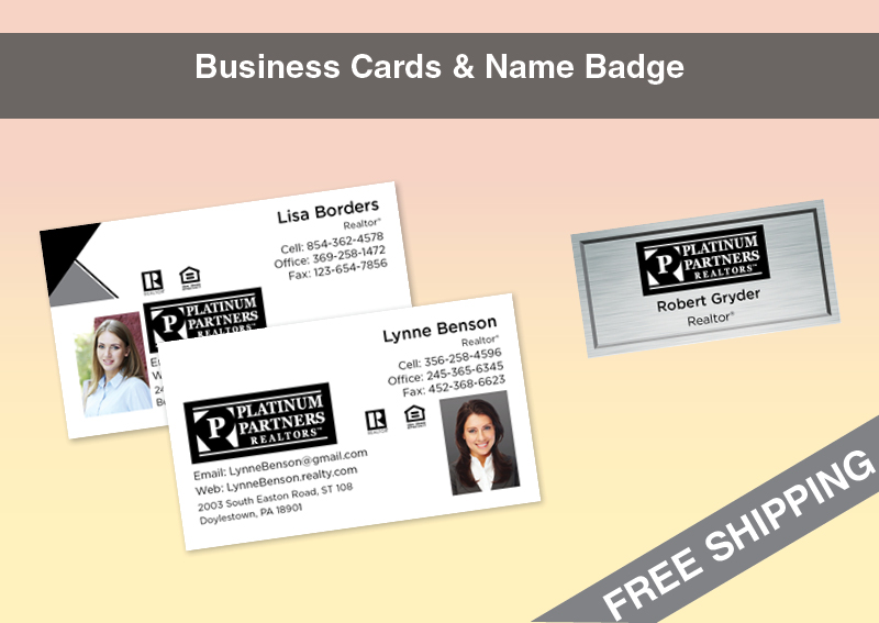 Platinum Partners Realtors Real Estate Silver Agent Package - Platinum Partners Realtors approved vendor personalized business cards, letterhead, envelopes and note cards | BestPrintBuy.com