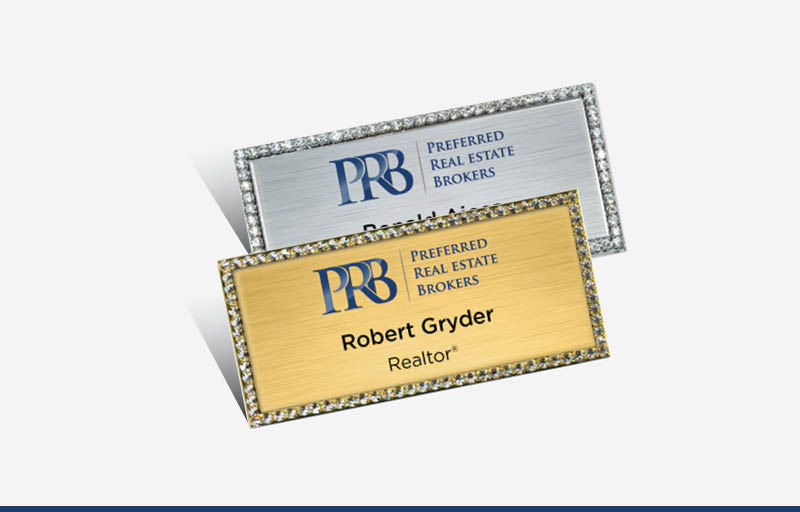 Preferred Real Estate Brokers Real Estate Bling Rectangle Name Badge | BestPrintBuy.com