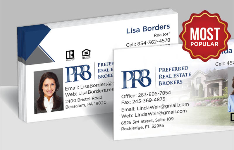 Preferred Real Estate Brokers Real Estate Standard Business Cards - Standard & Rounded Corner Business Cards for Realtors | BestPrintBuy.com