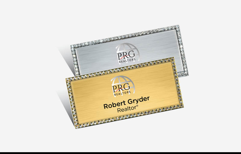 PRG Realtors Real Estate Bling Rectangle Name Badge | BestPrintBuy.com