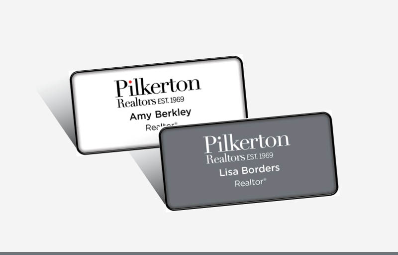 Pilkerton Realtors Real Estate Domed Rectangle Name Badge | BestPrintBuy.com
