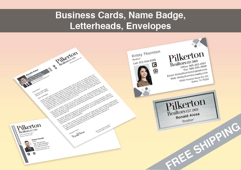 Pilkerton Realtors Real Estate Bronze Agent Package - Pilkerton Realtors approved vendor personalized business cards, letterhead, envelopes and note cards | BestPrintBuy.com