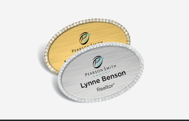 Pearson Smith Realty Real Estate Bling Oval Name Badge | BestPrintBuy.com