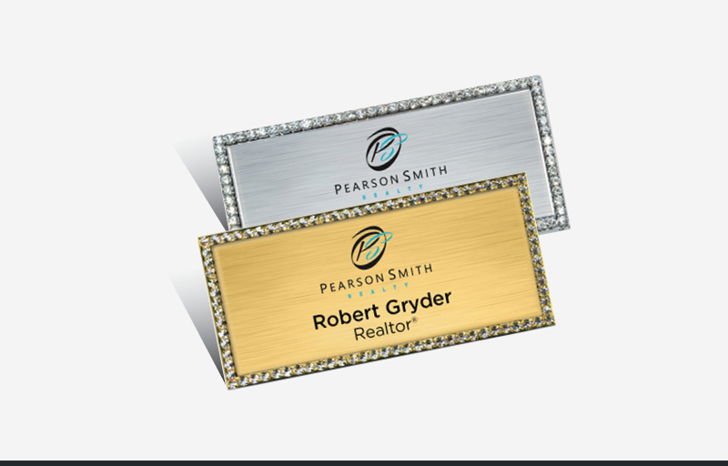 Pearson Smith Realty Real Estate Bling Rectangle Name Badge | BestPrintBuy.com