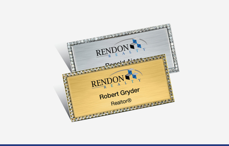 Rendon Realty Real Estate Bling Rectangle Name Badge | BestPrintBuy.com