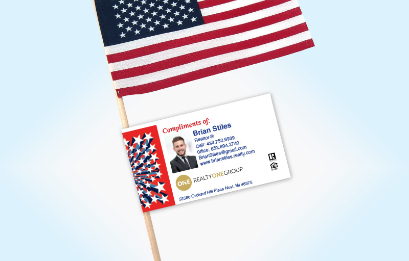 Realty One Group Real Estate American Flag Label Riders | BestPrintBuy.com