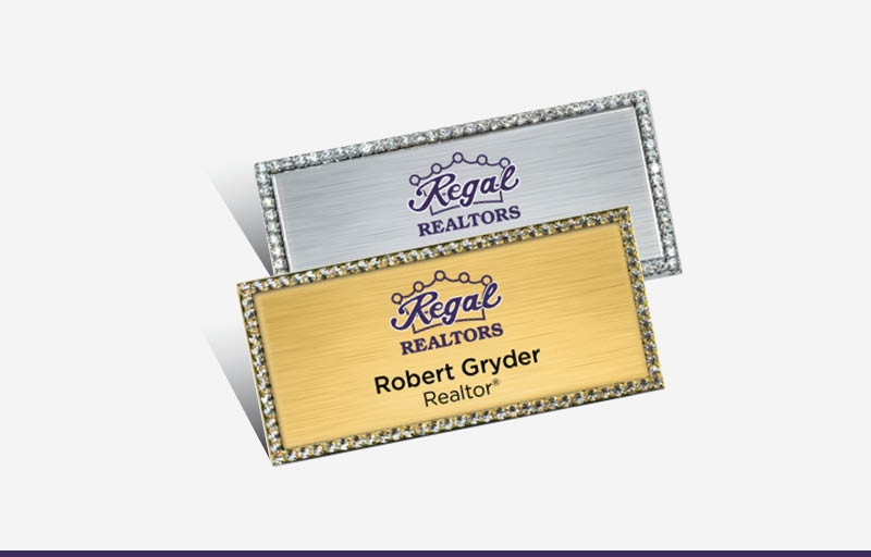 Regal Realtors Real Estate Bling Rectangle Name Badge | BestPrintBuy.com