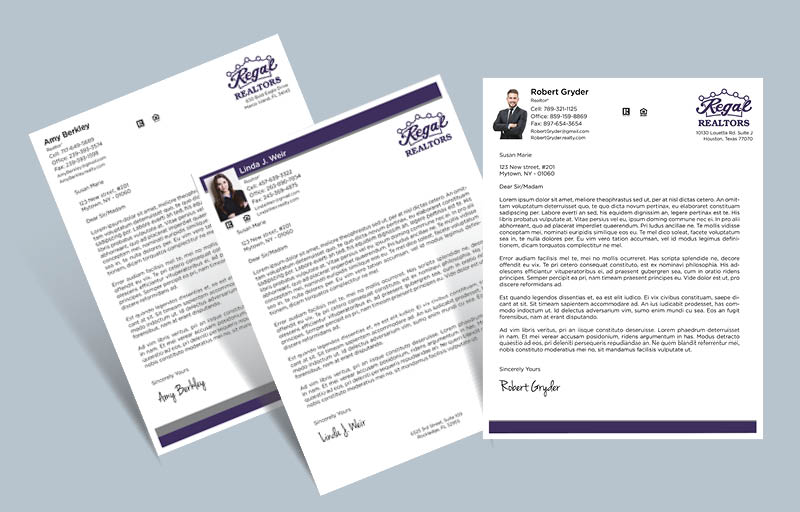 Regal Realtors Real Estate Letterheads - Custom Letterhead Stationery for Realtors | BestPrintBuy.com