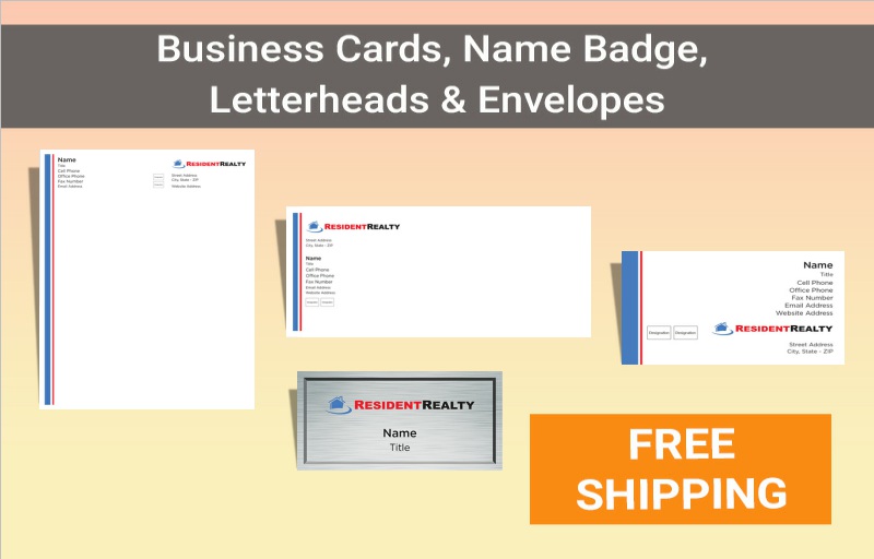 Resident Realty Real Estate Bronze Agent Package - Resident Realty approved vendor personalized business cards, letterhead, envelopes and note cards | BestPrintBuy.com